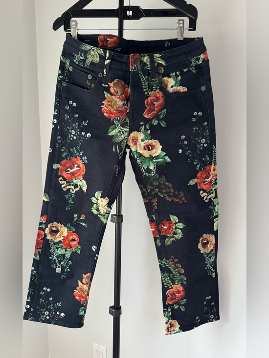 R13 Denim - R13 Black Jean with Fun Multicolor Floral Print